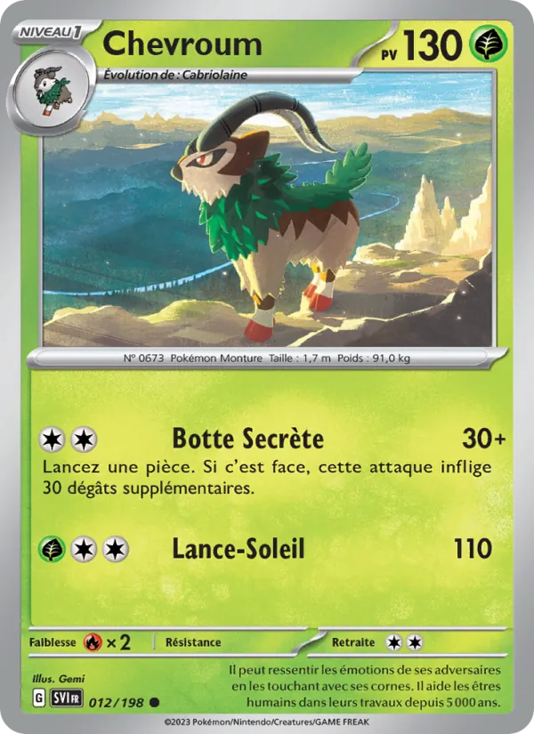 Chevroum 12/198 — EV01 – Écarlate et Violet — Carte Pokémon française