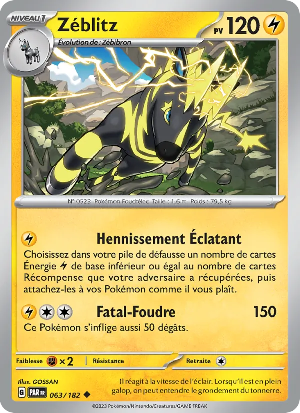 Zéblitz 63/182 — EV04 – Faille Paradoxe — Carte Pokémon française