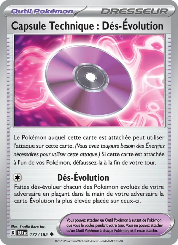 Capsule Technique : Dés-Évolution 177/182 — EV04 – Faille Paradoxe — Carte Pokémon française