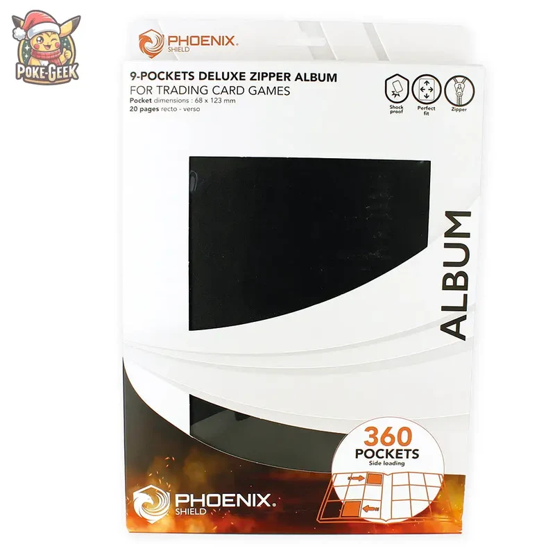 Phoenix Shield – Classeur 9-Pockets Premium Zipper Album 360 cartes – Noir