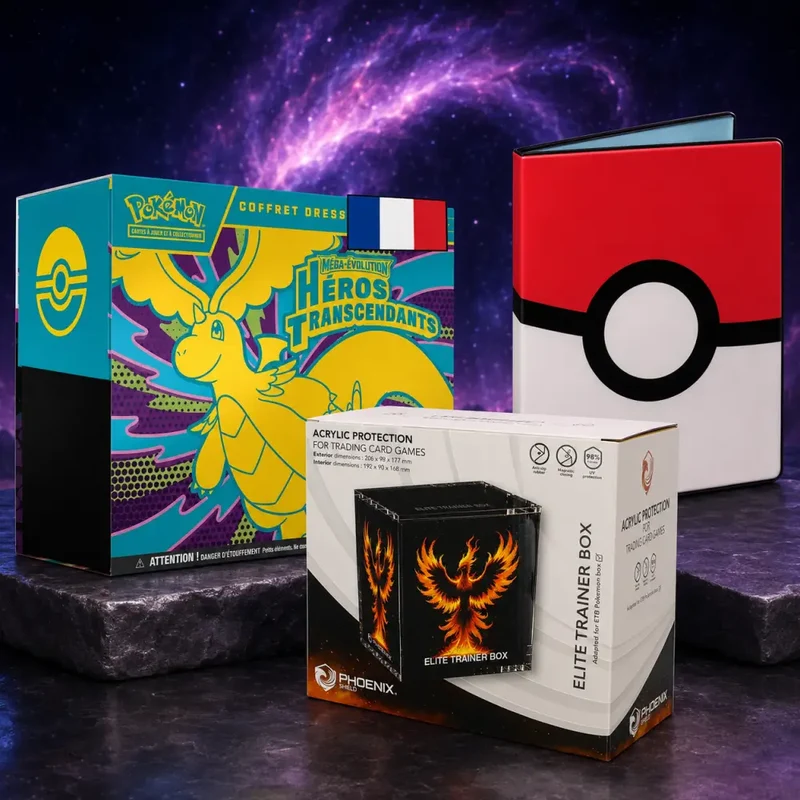 Bundle ETB Pokémon ME2.5 + Acrylique + Portfolio Pokéball – FR