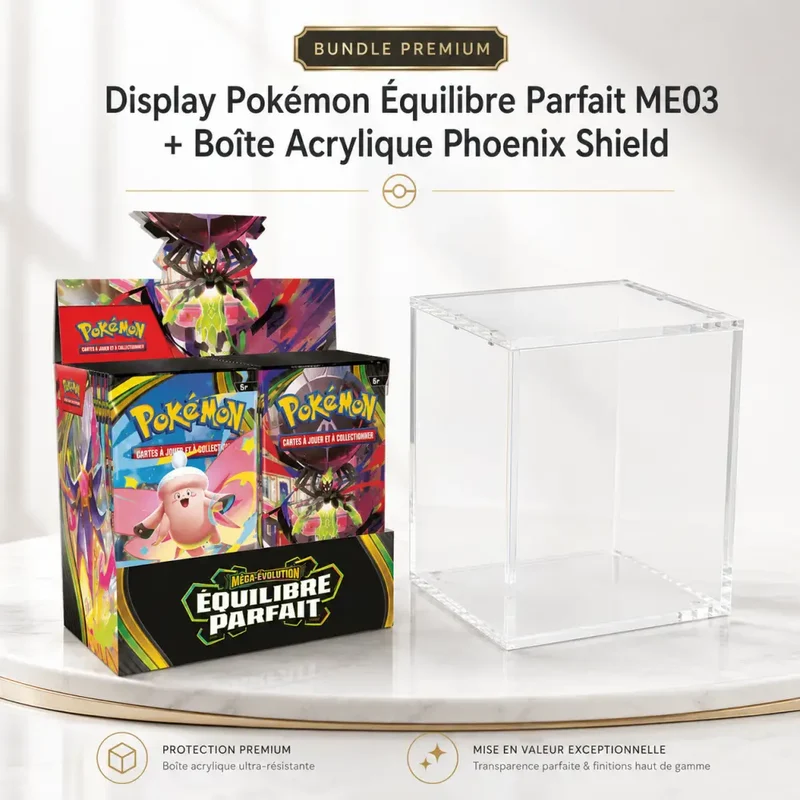 Bundle Display Pokémon Équilibre Parfait ME03 + Boîte Acrylique Phoenix Shield – FR