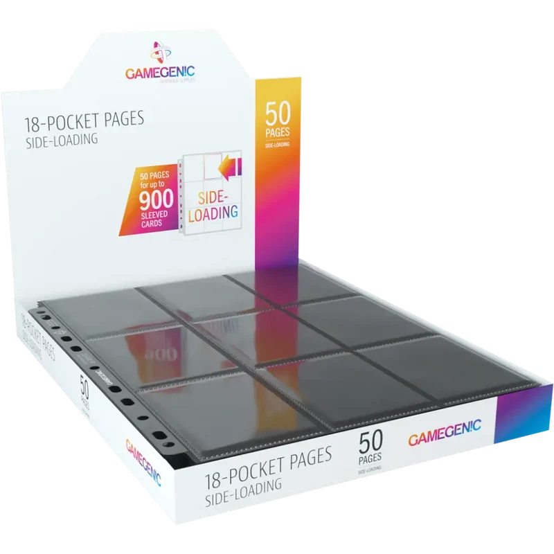 Gamegenic 18-Pocket Pages Side-Loading Noir – 50 Pages pour Cartes TCG