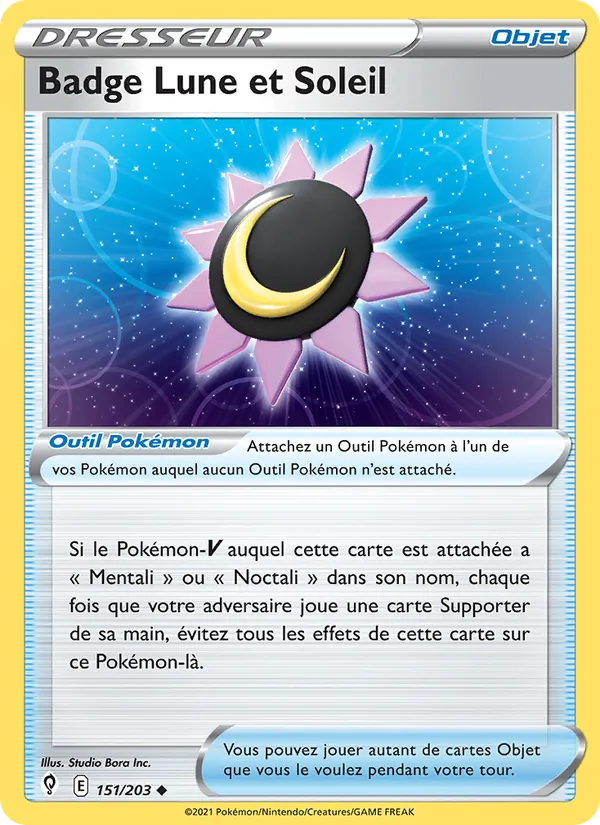 Badge Lune et Soleil 151/203 — EB07 - Evolution Céleste — Carte Pokémon française