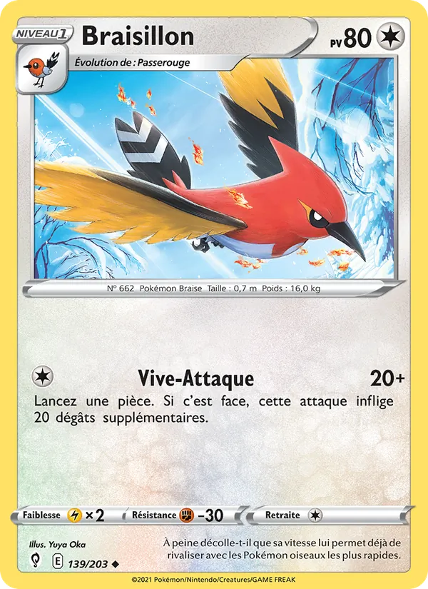 Braisillon 139/203 — EB07 - Evolution Céleste — Carte Pokémon française