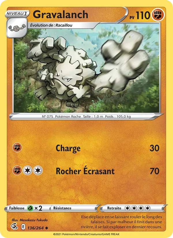 Gravalanch 136/264 — EB08 - Poing de Fusion — Carte Pokémon française