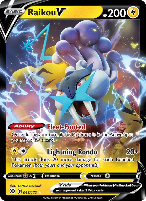 Raikou V 48/172 — SWSH9 – Brilliant Stars — Carte Pokémon anglaise