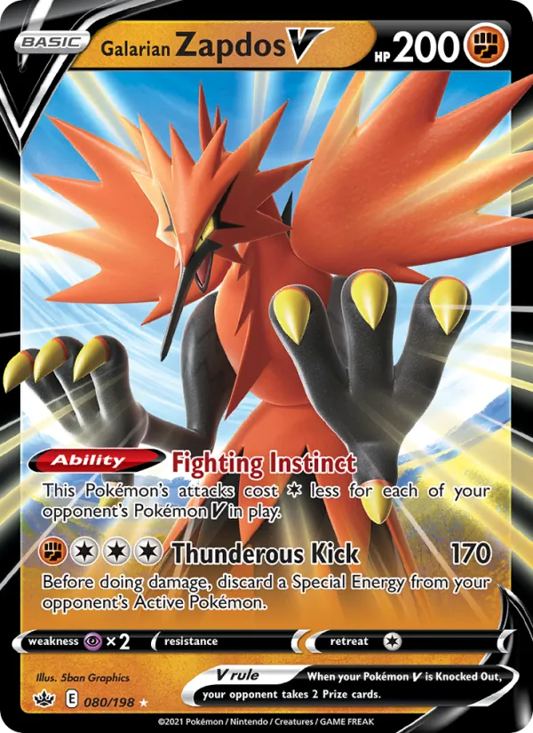 Électhor de Galar V 80/198 — SWSH6 – Chilling Reign — Carte Pokémon anglaise