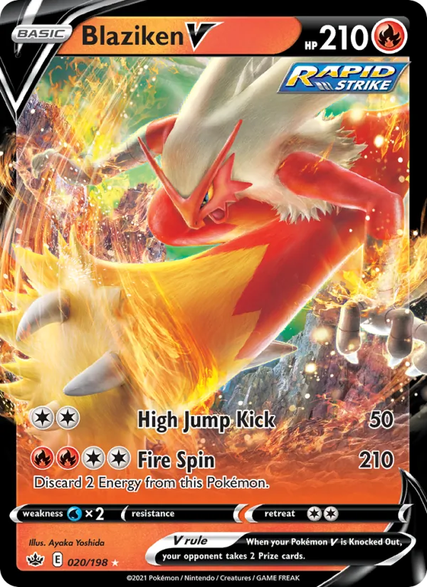 Braségali V 20/198 — SWSH6 – Chilling Reign — Carte Pokémon anglaise