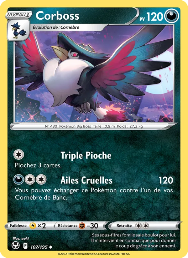 Corboss 107/195 — EB12 – Tempête Argentée — Carte Pokémon française