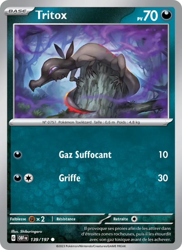 Tritox 139/197 — EV03 – Flammes Obsidiennes — Carte Pokémon française