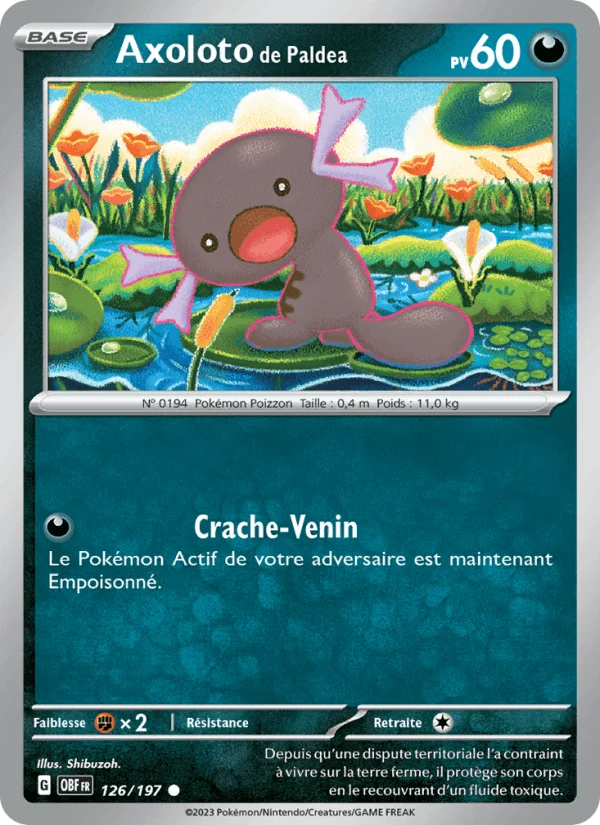 Axoloto de Paldea 126/197 — EV03 – Flammes Obsidiennes — Carte Pokémon française