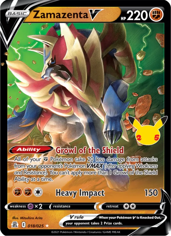 Zamazenta V 18/25 — CEL25 – Celebrations — Carte Pokémon anglaise