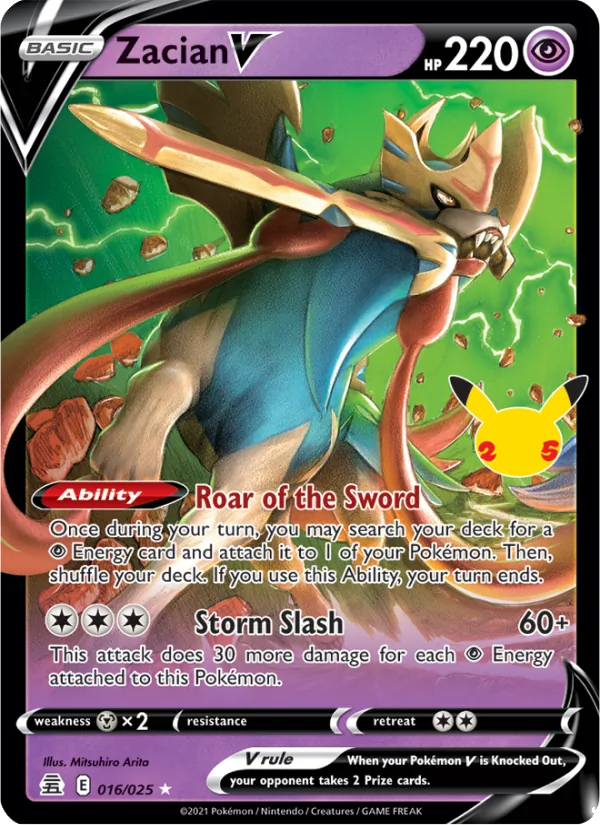 Zacian V 16/25 — CEL25 – Celebrations — Carte Pokémon anglaise