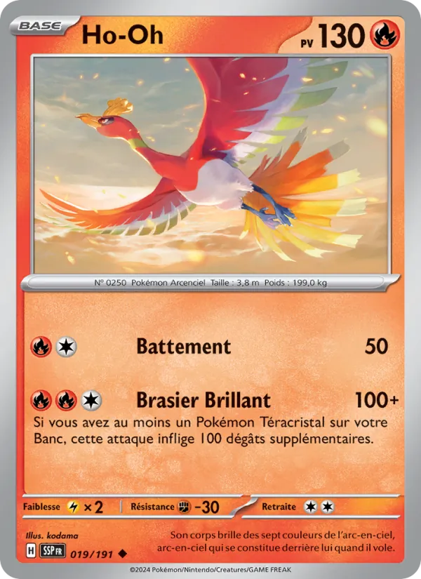 Ho-Oh 19/191 — EV08 – Étincelles Déferlantes — Carte Pokémon française