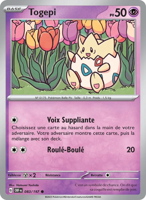 Togepi 83/197 — EV03 – Flammes Obsidiennes — Carte Pokémon française