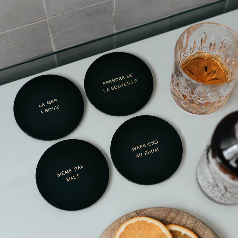 Dessous de verres en cuir Okuri