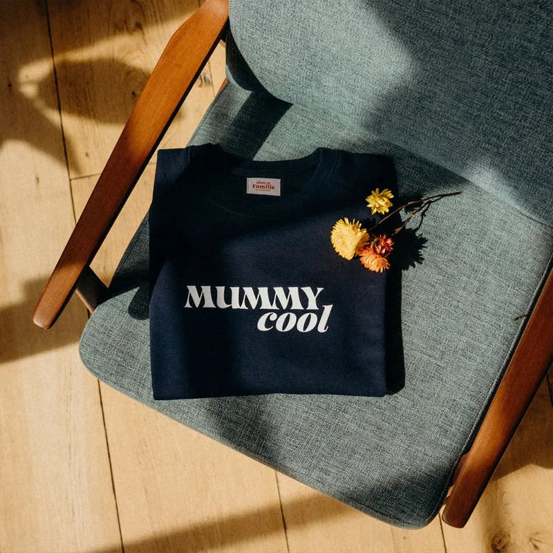 Sweat Mummy Cool Affaire de Famille, sweat coton bio flocage velours rétro, packaging VHS, 80’s authentique