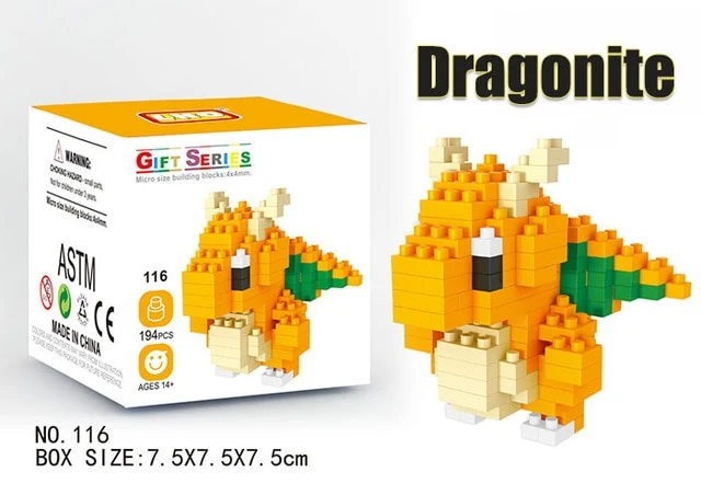 Ensemble de blocs de construction Pokemon Pikachu, Charizard etc. (32 motifs au choix)
