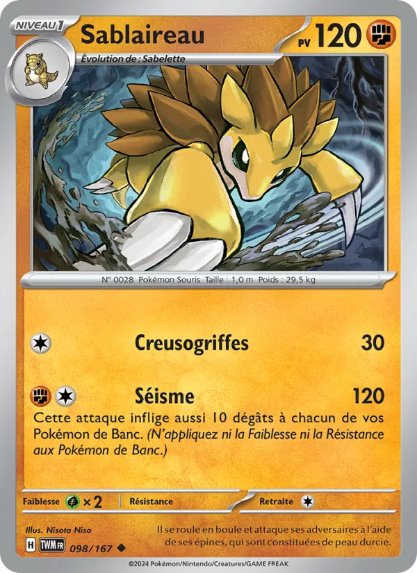 Sablaireau 98/167 — EV06 – Mascarade Crépusculaire — Carte Pokémon française