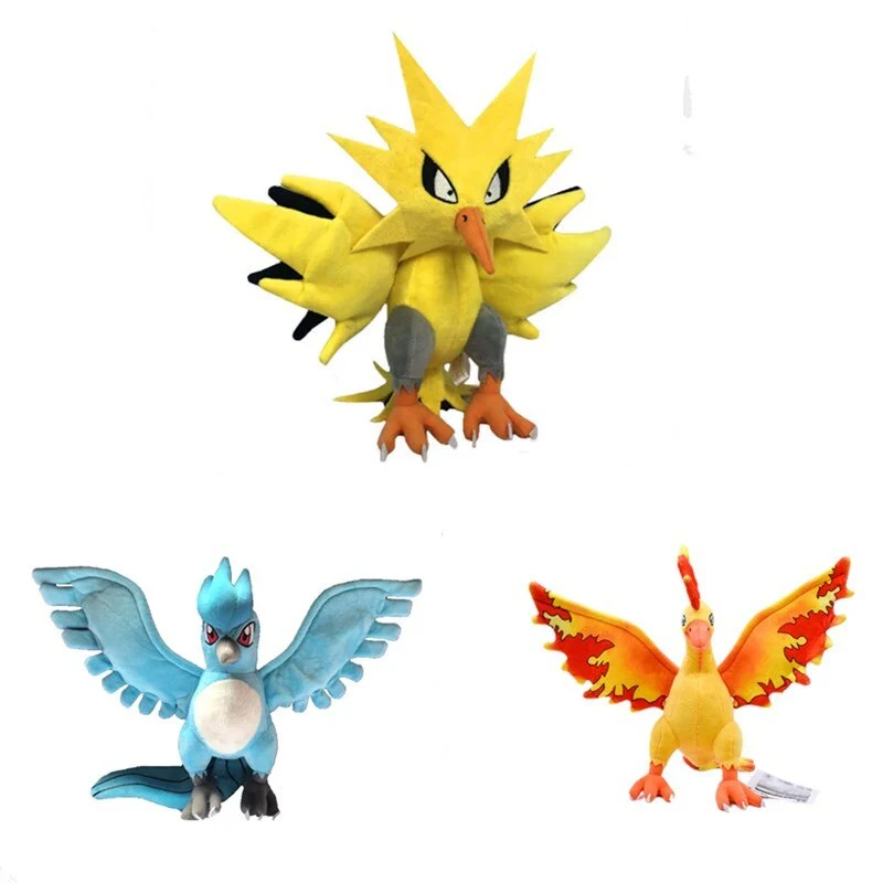 Peluche Pokémon Moltres, Articuno ou Zapdos (env. 20cm)