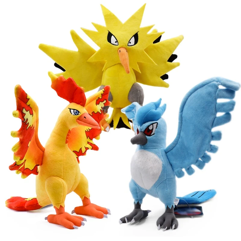 Peluche Pokémon Moltres, Articuno ou Zapdos (env. 20cm)