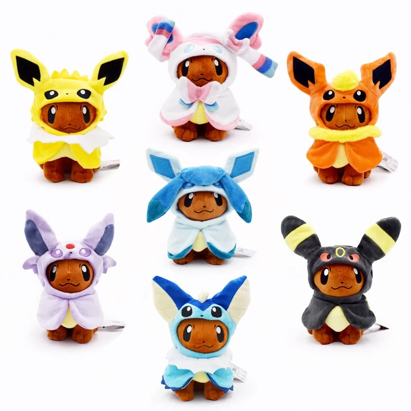 Ensemble de Cosplay Pokemon (7 figurines en peluche, 19-22cm)