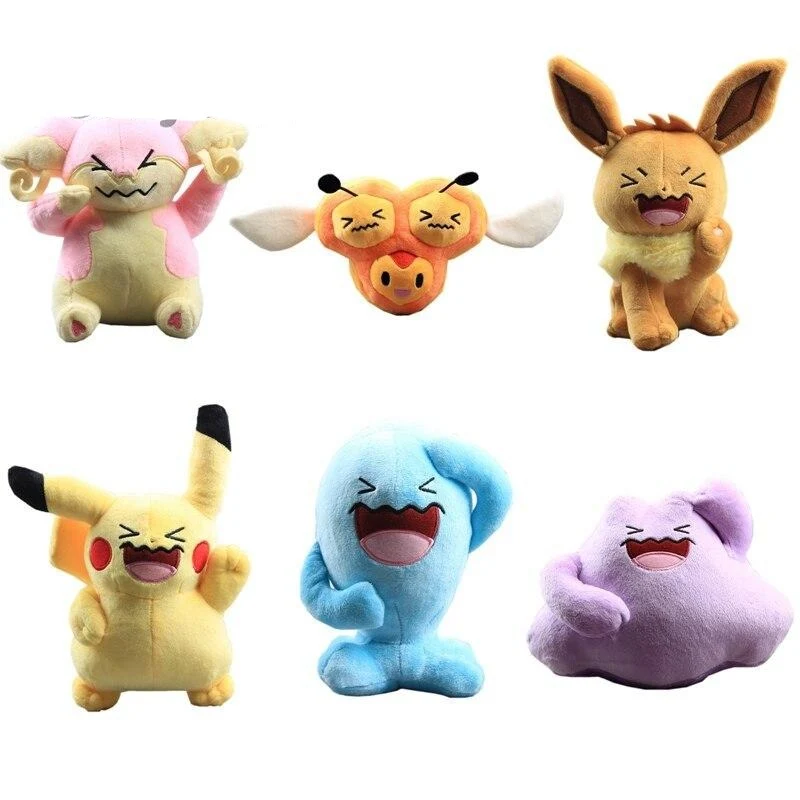 Animaux mous Pokémon qui rit (Pikachu, Évoli, Wobbuffet, Idem, Audino, Combee)