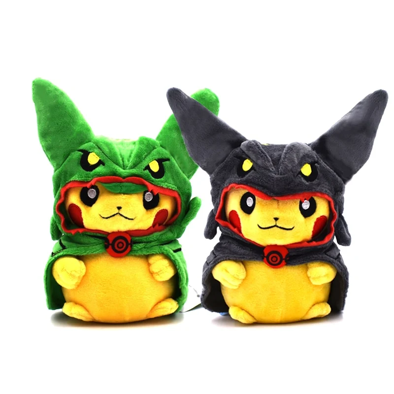 Pikachu Rayquaza Cosplay Vert ou Noir (environ 20cm)