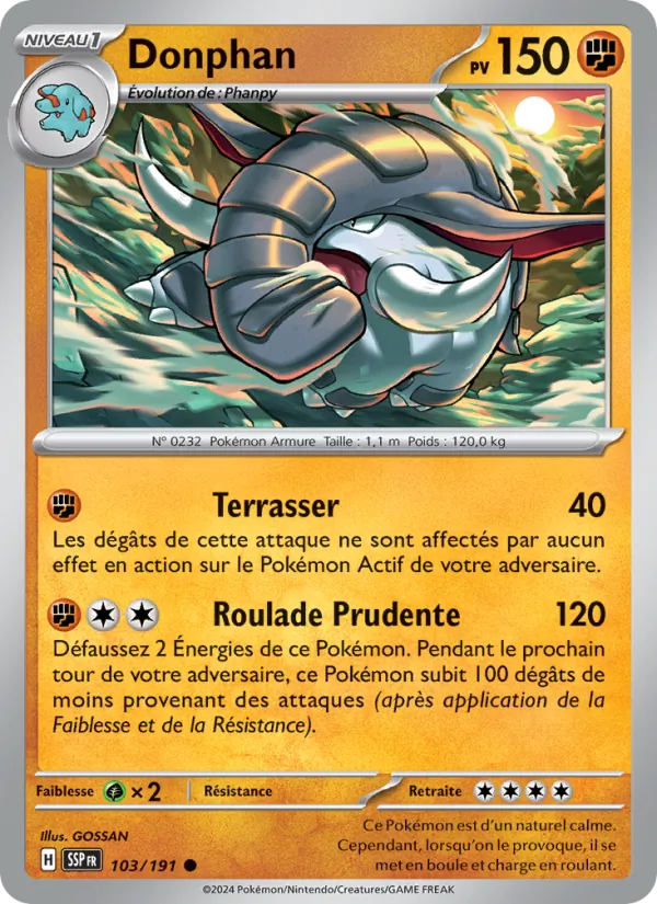 Donphan 103/191 — EV08 – Étincelles Déferlantes — Carte Pokémon française