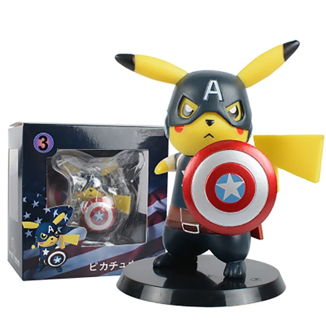 Figurine cosplay de Pikachu Captain America