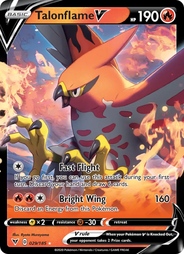 Flambusard V 29/185 — SWSH4 – Vivid Voltage — Carte Pokémon anglaise