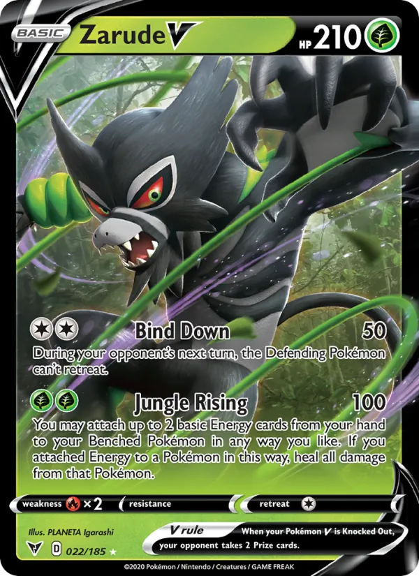 Zarude V 22/185 — SWSH4 – Vivid Voltage — Carte Pokémon anglaise