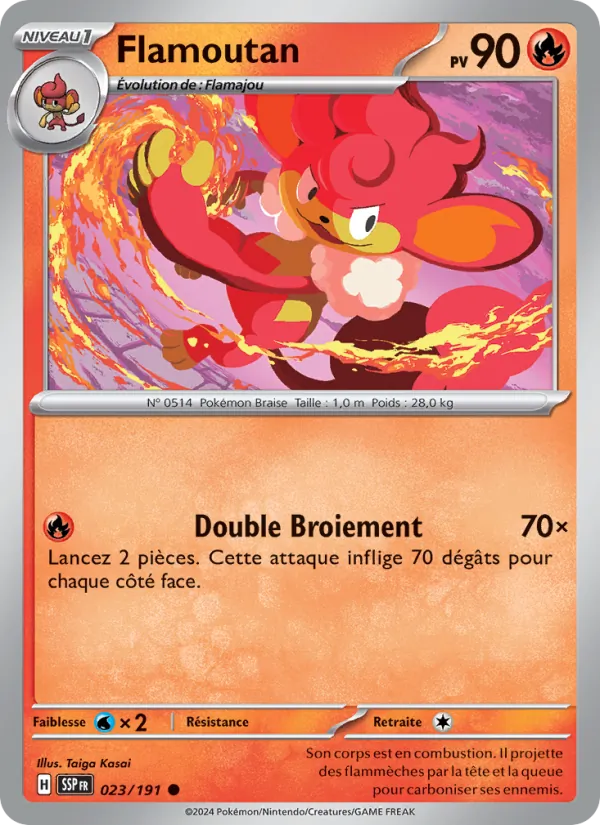 Flamoutan 23/191 — EV08 – Étincelles Déferlantes — Carte Pokémon française