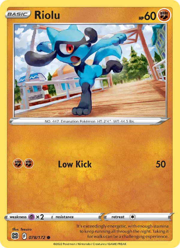Riolu 78/172 — SWSH9 – Brilliant Stars — Carte Pokémon anglaise