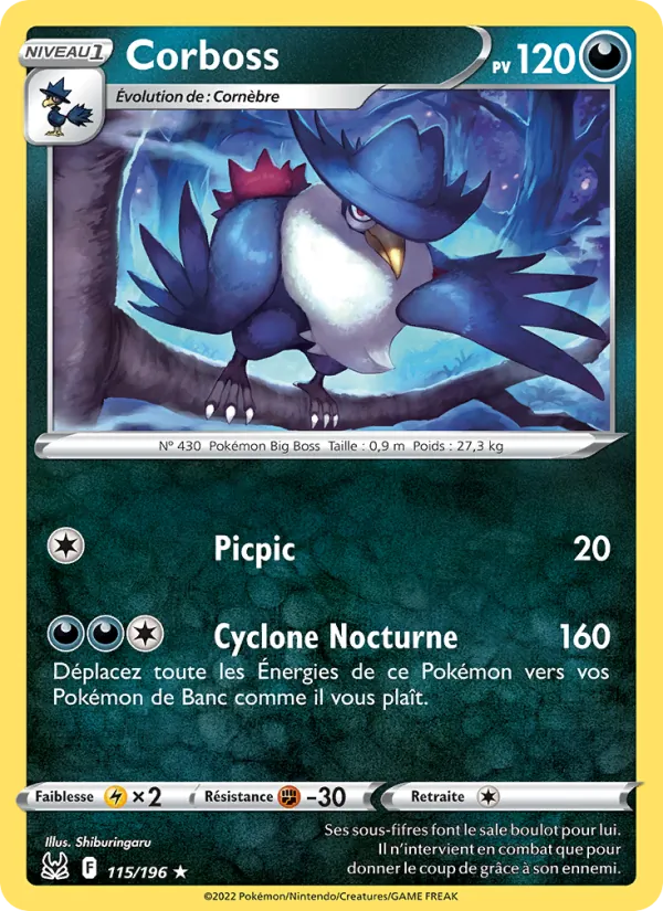 Corboss 115/196 — EB11 — Origine Perdue — Carte Pokémon française