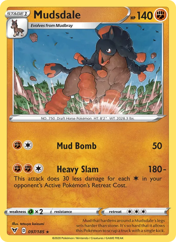 Bourrinos 97/185 — SWSH4 – Vivid Voltage — Carte Pokémon anglaise