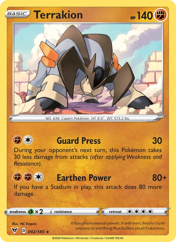 Terrakium 92/185 — SWSH4 – Vivid Voltage — Carte Pokémon anglaise