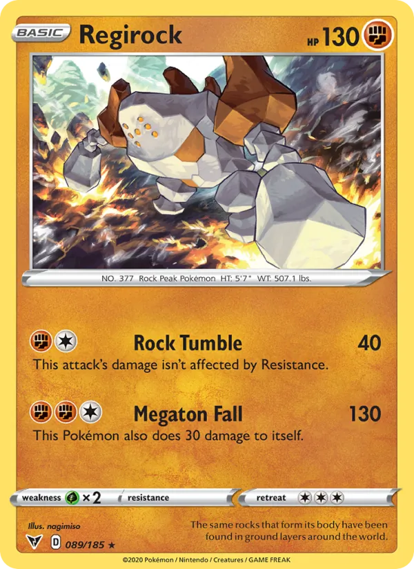 Regirock 89/185 — SWSH4 – Vivid Voltage — Carte Pokémon anglaise
