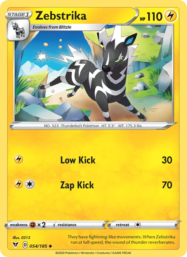 Zéblitz 54/185 — SWSH4 – Vivid Voltage — Carte Pokémon anglaise