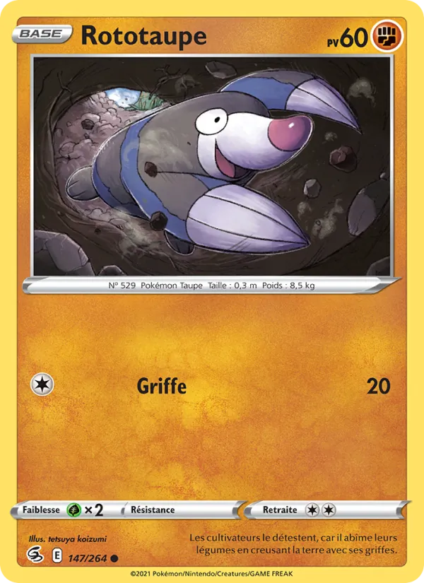 Rototaupe 147/264 — EB08 - Poing de Fusion — Carte Pokémon française