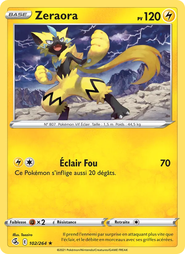 Zeraora 102/264 — EB08 - Poing de Fusion — Carte Pokémon française