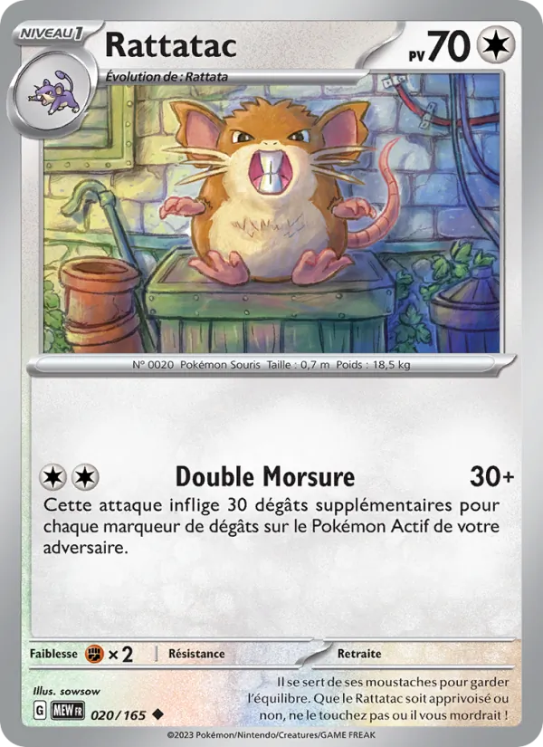 Rattatac 20/165 — EV03.5 — 151 — Carte Pokémon française