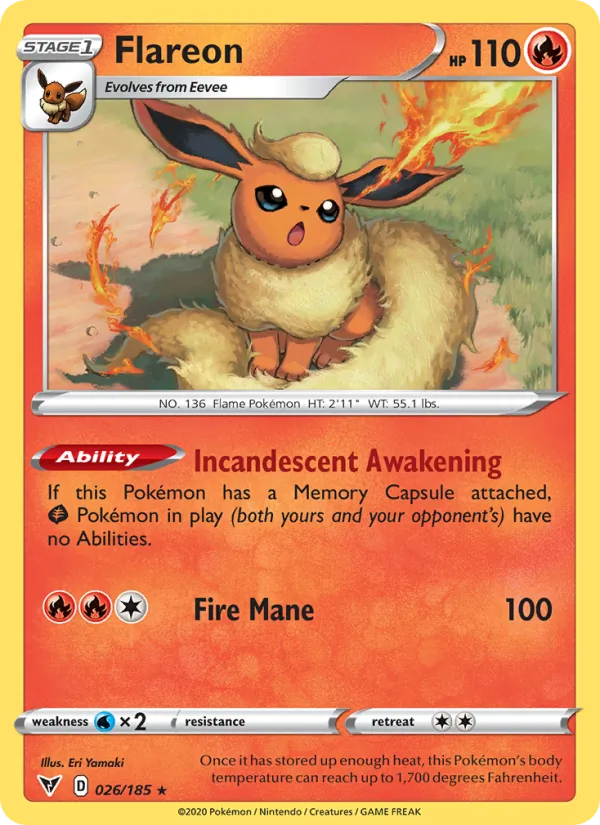 Pyroli 26/185 — SWSH4 – Vivid Voltage — Carte Pokémon anglaise