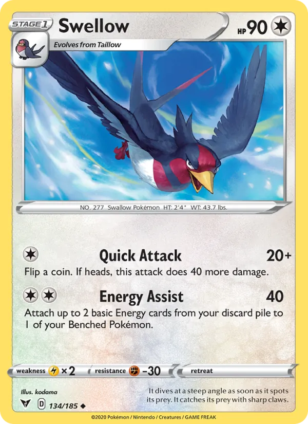 Hélédelle 134/185 — SWSH4 – Vivid Voltage — Carte Pokémon anglaise