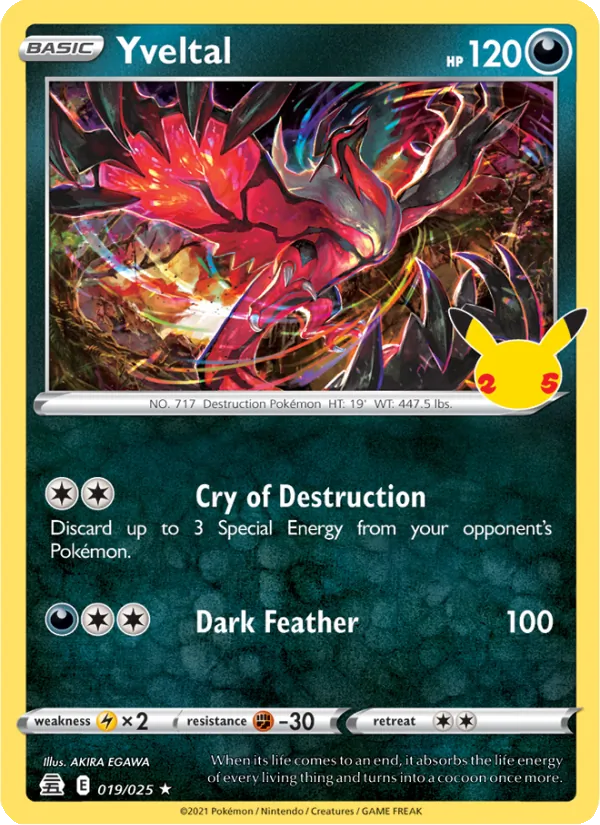 Yveltal 19/25 — CEL25 – Celebrations — Carte Pokémon anglaise