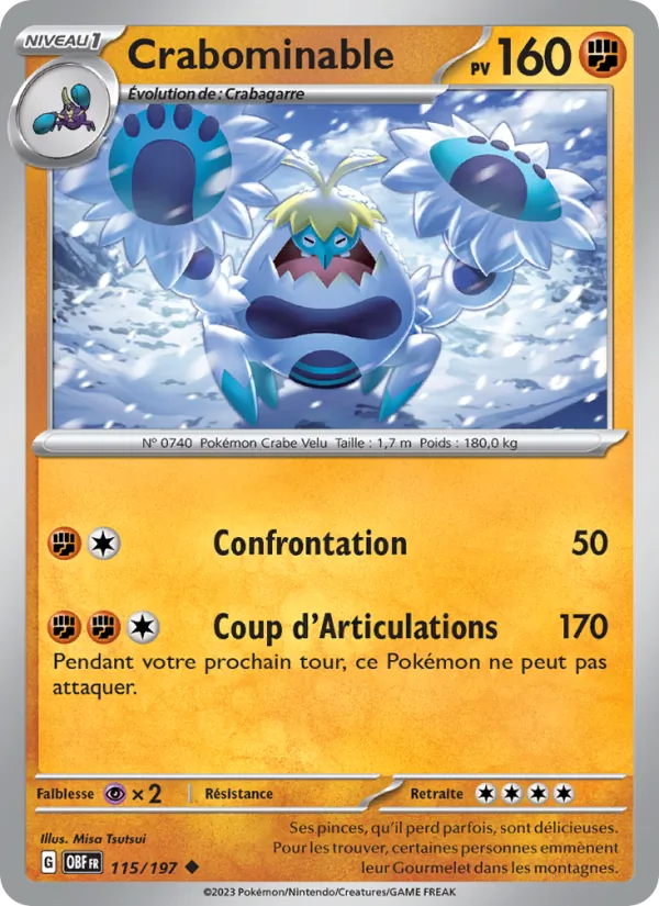 Crabominable 115/197 — EV03 – Flammes Obsidiennes — Carte Pokémon française