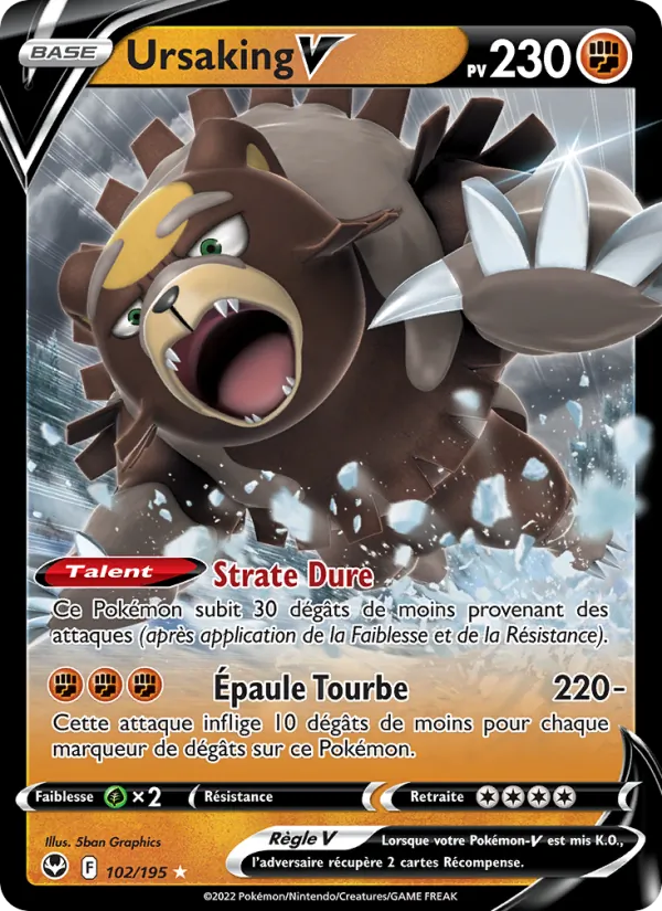 Ursaking V 102/195 — EB12 – Tempête Argentée — Carte Pokémon française