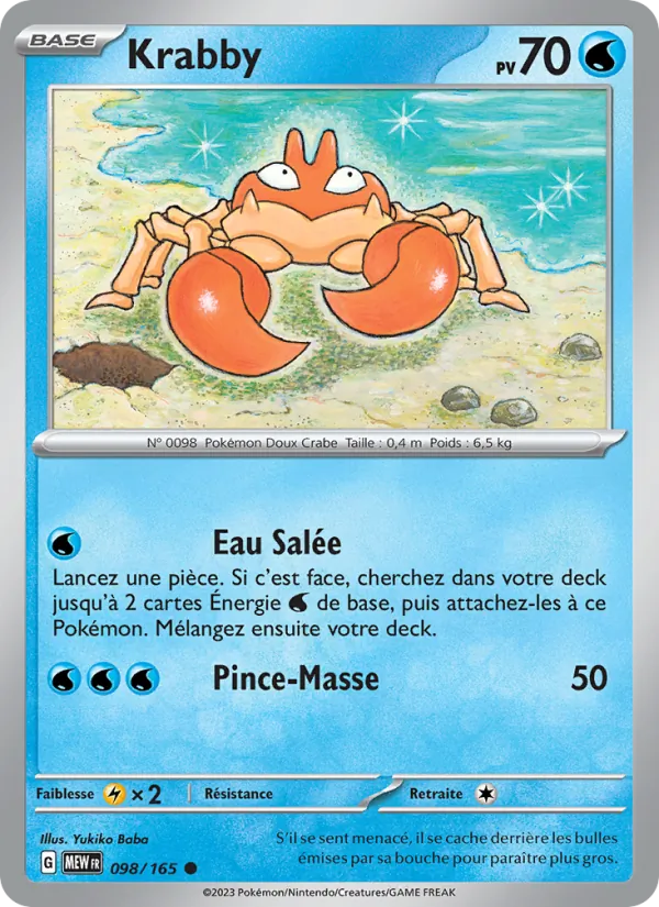 Krabby 98/165 — EV03.5 — 151 — Carte Pokémon française
