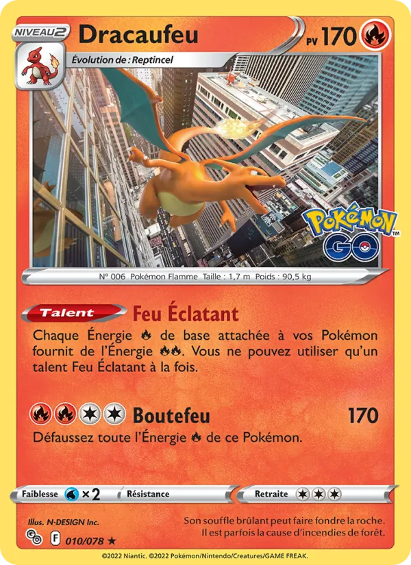 Dracaufeu 10/78 — EB10.5 Pokemon GO — Carte Pokémon française